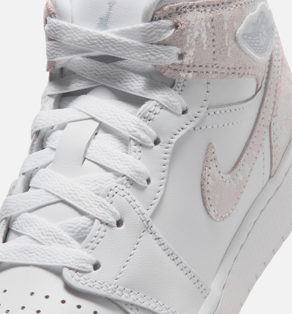Air Jordan 1 Mid SE Grade School Lifestyle Shoes - White / Field Silver
