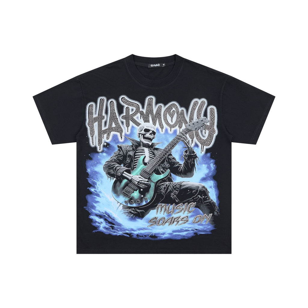 HARMONY Skeleton Guitar Graphic T-Shirt